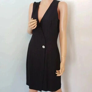 Kenar black wrap sheath dress sleeveless rhinestones Size 4P